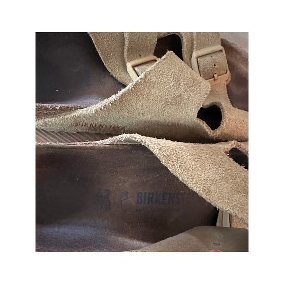 Birkenstock Suede Slip On Flat Slide Sandals Tan Men’s Size Size 42 / US 11-11.5 - Picture 5 of 8